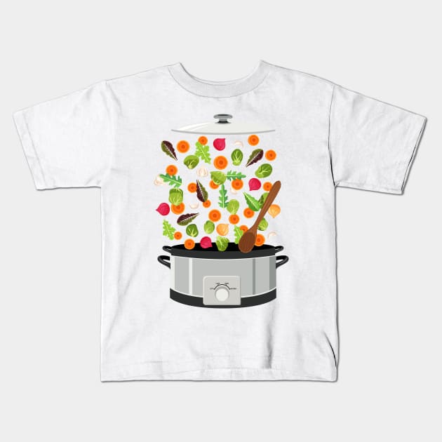 Flying Vegetable Explosion Kids T-Shirt by SWON Design